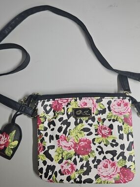 Floral Leopard Print Crossbody Bag in Pink and Black